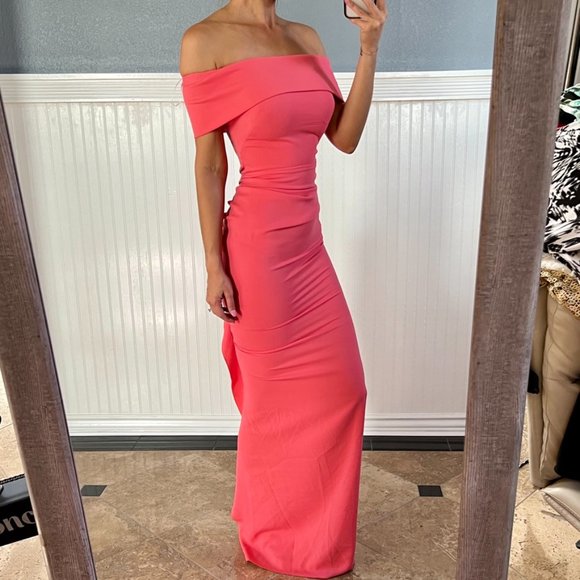 Nicole Bakti Pink Off-Shoulder Midi Dress - Picture 2 of 6